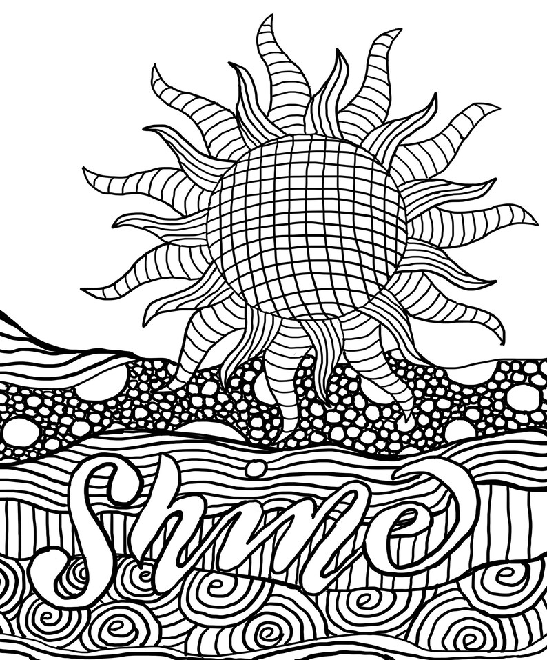 Shine Zentangle Coloring Sheet Art Original Designs Therapeutic Discipline image 1