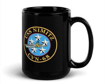 Taza negra brillante del USS Nimitz