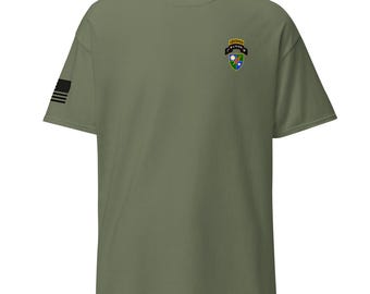 1st Ranger Battalion 2 Sided Tee with USA Flag on Sleeve