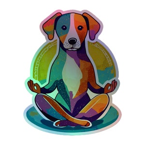 Yoga Dog Holographic Stickers