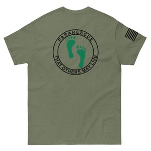 Pararescue That Others May Live Classic 2 Sided Tshirt with USA Flag on Sleeve