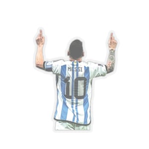 Stickers Vinilo Messi Celebracion Dos Dedos - Calcomania Kiss-Cut Resistente Duradera