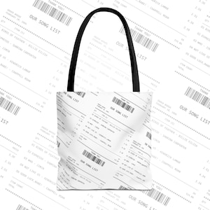Custom Song Receipt Tote Bag - unique pattern version - aesthetic canvas Tote Bag, customizable song playlist Tote Bag, music Tote Bag