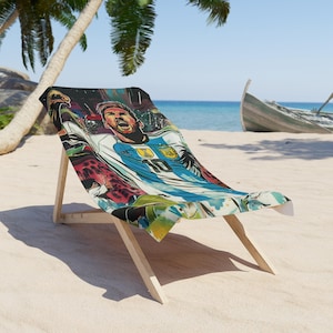 Lionel Messi Celebrating Victory Beach Towel