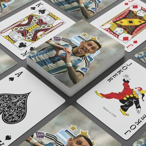Lide com a magia de Angel Di Maria: cartas de pôquer personalizadas para fãs de futebol e entusiastas de pôquer, cartas de baralho personalizadas, argentina
