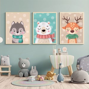 Baby Nursery decor set of 3 prints nursery wall art downloadable prints nursery prints woodland nursery baby shower gift - DIGITAL DOWNLOAD