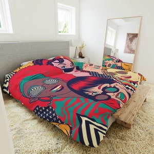 kitsch decor, Duvet cover, pop art, twin duvet cover, twin xl duvet cover, queen duvet cover, king duvet cover, housewarming gift