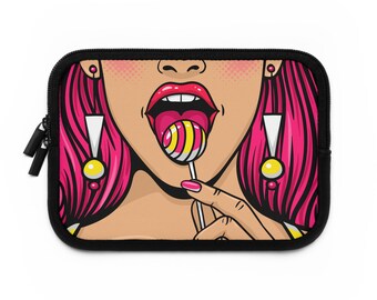 Custodia per laptop in neoprene resistente all'acqua, con design retrò Pop Art anni '80.