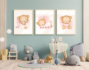 Baby Animal Prints Set, Nursery Wall Art (Digital Download)