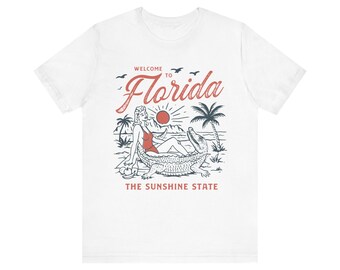 Camiseta Vintage Bienvenido a Florida - Estilo Retro Sunshine State Vacaciones