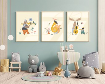 Baby Animal Prints, Nursery Wall Art Set (Digital Download)