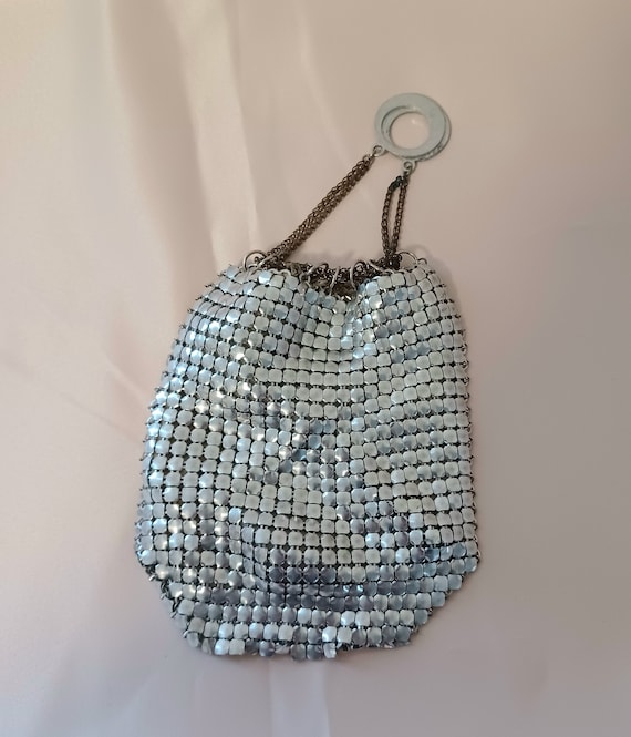 Vintage 50's or 60's silver chain mail metal pane… - image 1