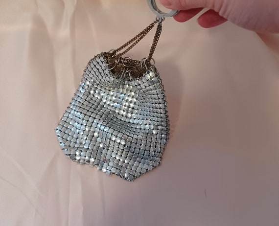 Vintage 50's or 60's silver chain mail metal pane… - image 4