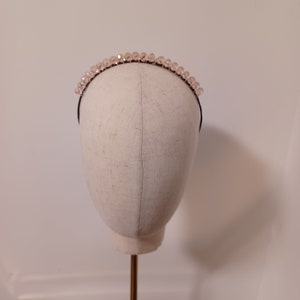 Ladie&#39;s Champagne Blush faceted bead headband w/rose gold wiring, formal or everyday wear