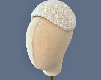White Fascinator Bridal tweed Juliet Cap Civil/Formal Ceremony Headband