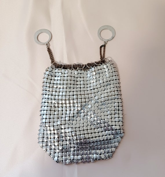 Vintage 50's or 60's silver chain mail metal pane… - image 2