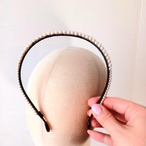 Pearl Headband, beautiful champagne blush pearl beaded headband low luster luster pearl headband for formal, bridal, everyday wear