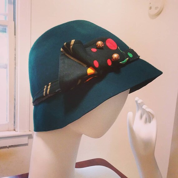 Women's Hat Cloche Vintage Green Cloche 