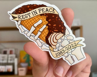 Choco Taco Sticker | RIP Tattoo American Traditional Flash Sheet | Skeleton Hand Spooky Ice Cream GenZ | Laptop Decal Sticker