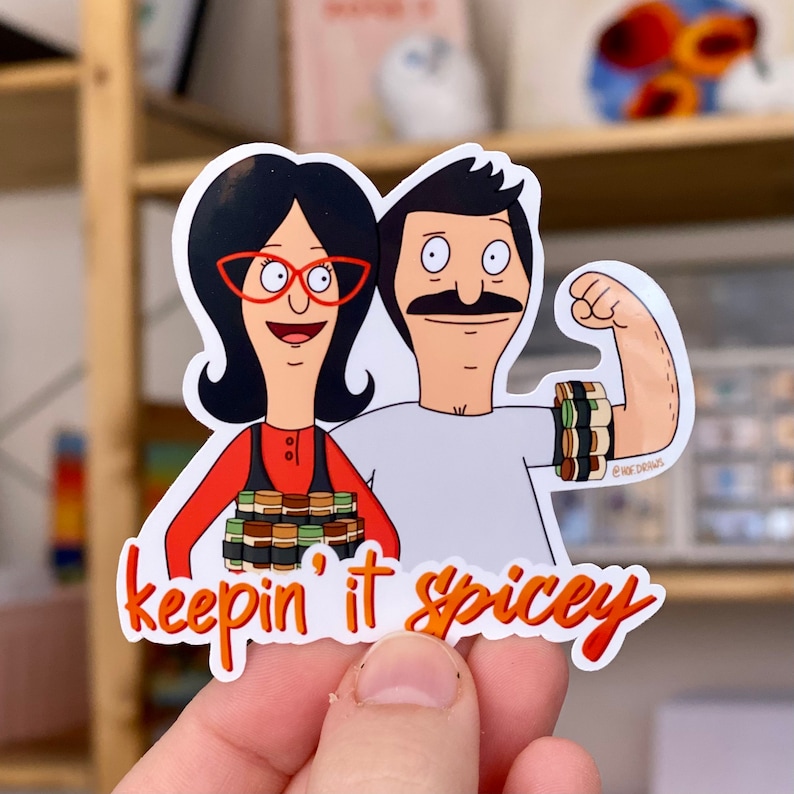 Bob's Burgers Sticker Bob & Linda Spice Rack Spice-Ceps Keep It Spicey Anniversary Love Valentine's Gift Couples Sticker image 1