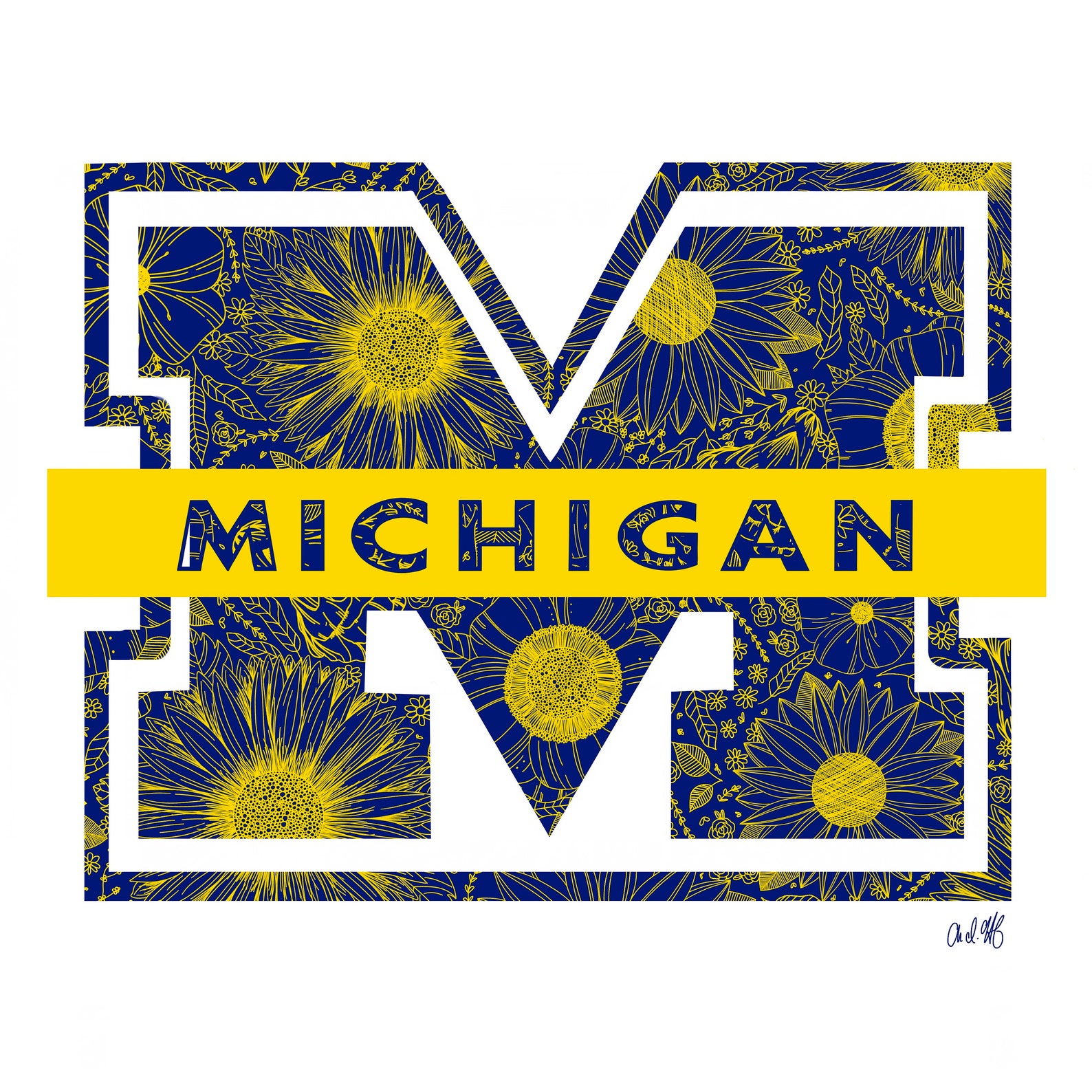 University of Michigan Art Graduation Gift Ann Arbor Etsy