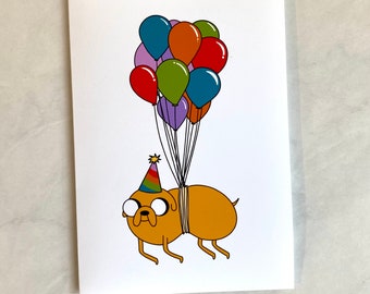 Adventure Time Birthday Card | Jake the Dog BMO Finn Bday Blank Inside Greeting Card Single| Envelope Included  Card