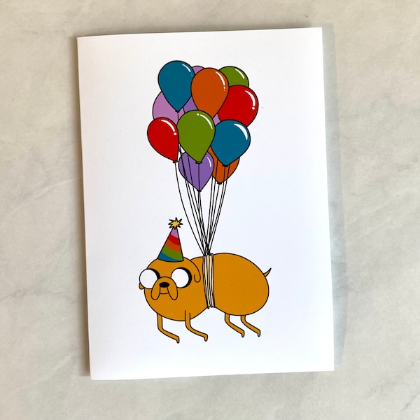 Adventure Time Birthday Card | Jake the Dog BMO Finn Bday Blank Inside Greeting Card Single| Envelope Included  Card