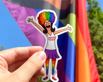 Linda Belcher LGBTQ Pride Bob's Burgers Sticker | Proud Mom Ally Pride Month June Rainbow