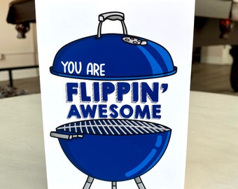 Funny Dad Birthday Card | Grilling |You Are Flippin' Awesome | Blank Inside Greeting Card Single| Envelope Included  Card