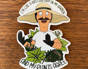 Bob Belcher Bob's Burgers Sticker | British Lady in Garden Laptop Decal Sticker