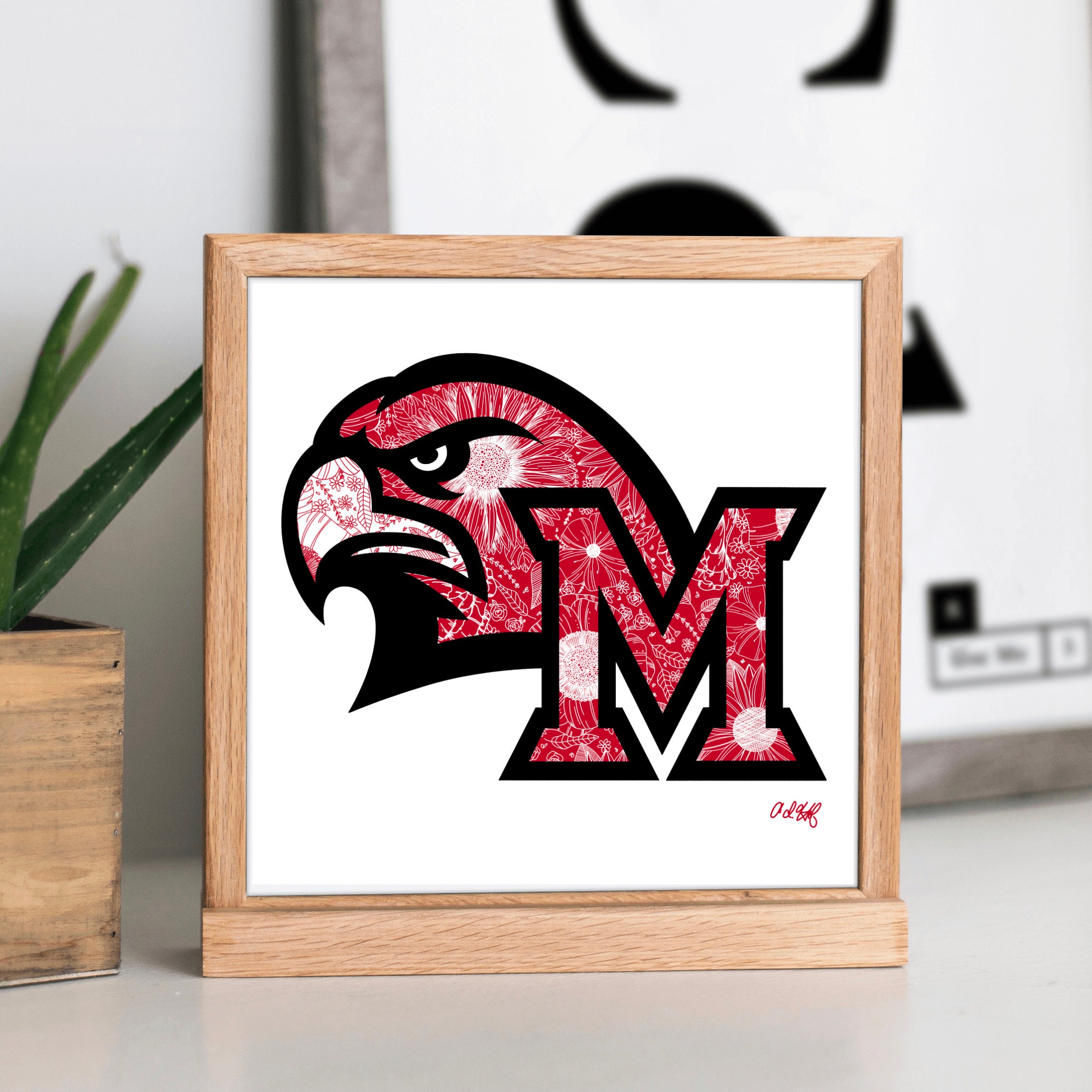 Miami of Ohio University Art Graduation Gift Redhawks Floral Etsy