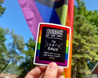 Bob's Burgers LGBTQ Burger Board Pride Sticker | Flag Ally Pride Month June Rainbow