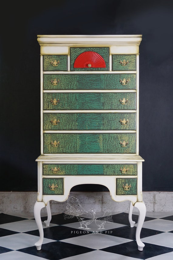 Refurbished Chalkpainted Highboy Dresser Etsy