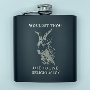 The Witch 6 oz Black Pocket Flask - Wouldst Thou Like to Live Deliciously