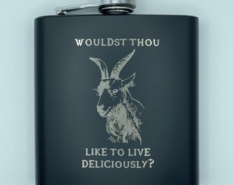 The Witch 6 oz Black Pocket Flask - Wouldst Thou Like to Live Deliciously