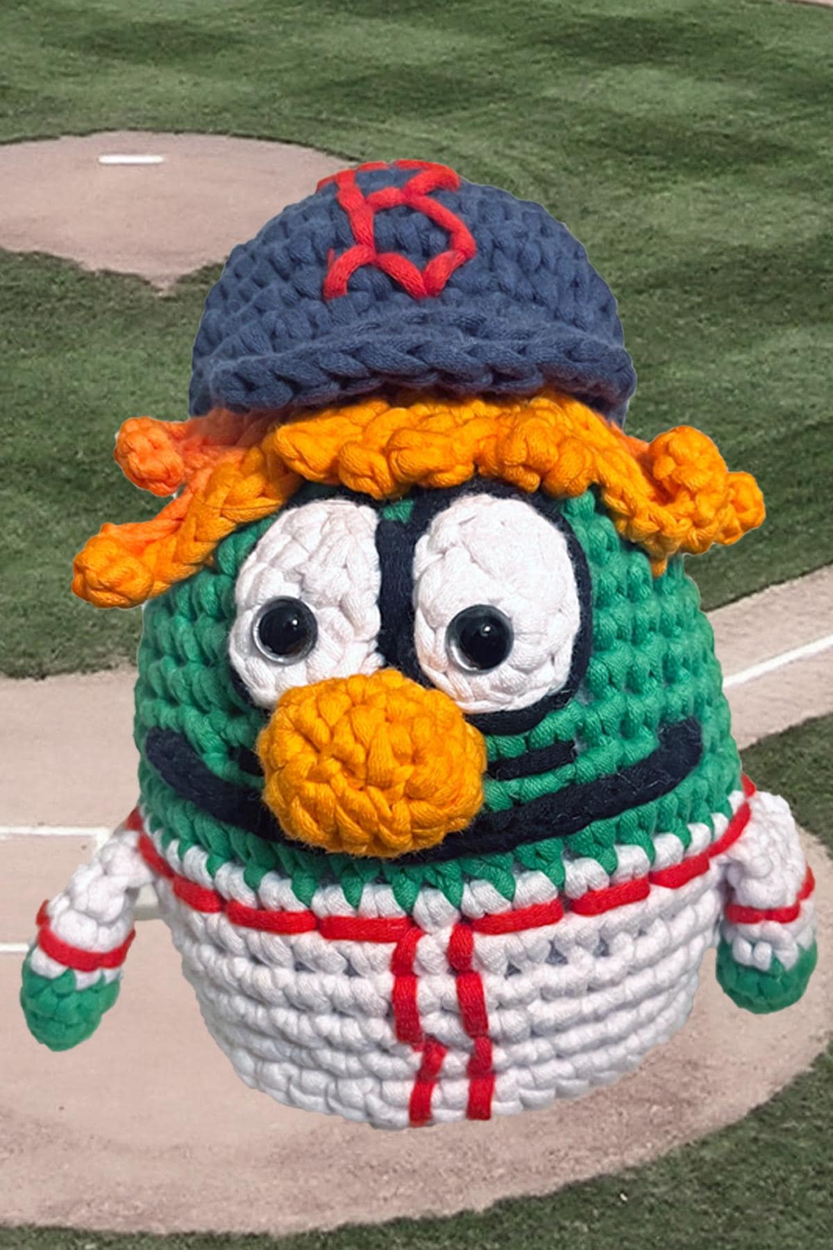 Green Monster Baseball Mascot Amigurumi Crochet Pattern - Boston