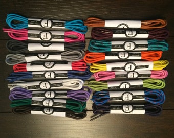 3 Pairs of Waxed Colored Round Oxford Dress Shoelaces - Choose from Over 20 Colors of Shoe Laces