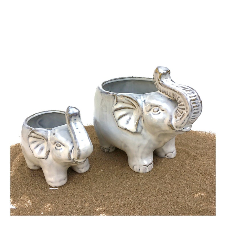 Elephant Planter Ceramic Glazed Pot Elephant Pot Succulent Etsy