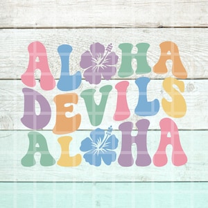 Aloha Devils Aloha Hibiskus Blume gewellt Retro mm