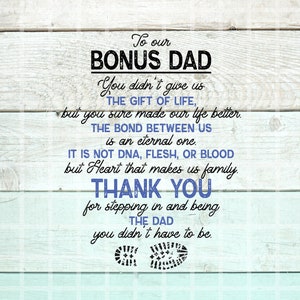 Bonus Dad Svg, Bonus Dad Printable PDF, Bonus Dad Stepping In Png, Father&#39;s Day Svg, Grunge Father&#39;s Day PNG, Fathers Day Card Design
