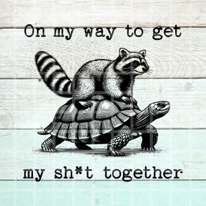 On My Way To Get My Self Together png, grappige sarcastische png, trendy shirtontwerp png, grappige wasbeer png, geestelijke gezondheid png, sublimatie, DTF