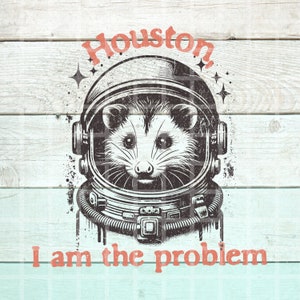 Houston Soy el problema PNG, divertido sarcástico png, diseño de camisa de moda png, divertido astronauta zarigüeya png, salud mental png, sublimación, DTF