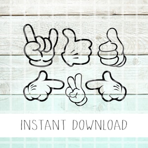 Mickey Handen Svg, Mickey Svg, Mickey Twodles Svg, Mickey Peace Svg, Mickey Rock En Roll Svg, Mickey Thumbs Up Svg, Mickey Wijzend Svg