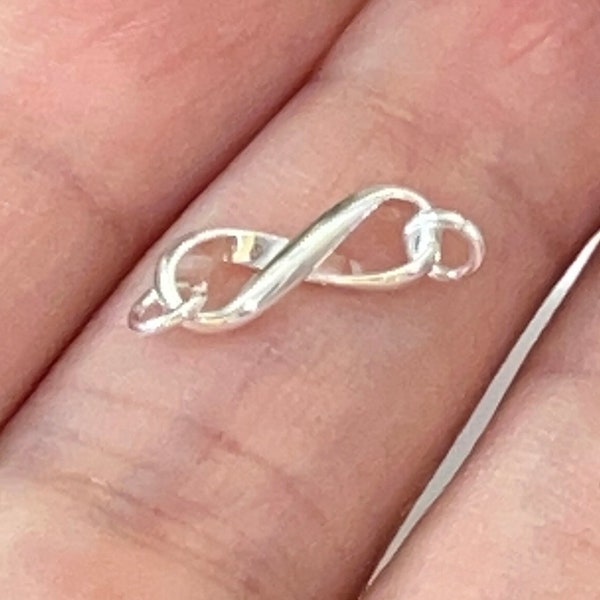 Tiny INFINITY connector charm silver, Unending time Sterling silver infinity symbol charm, infinity connector silver, eternity shape charm