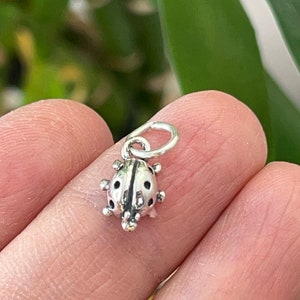 Sterling Silver Tiny Ladybug Charm, Small  lady bug Charm for Necklace Bracelet Earring, 925 Silver made in USA necklace jewelry making