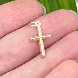 Gold Filled Cross Charm Pendant, Gold filled small Cross gift for him, silver Cross Pendant, gift for her