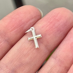 Tiny Silver Cross, Sterling Silver Cross Charm Pendant, Sterling Silver small Cross gift for him, silver Cross Pendant, gift for her