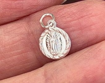 Our lady Guadalupe charm sterling silver, Religion Catholic charm