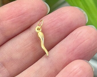 Gold filled bedel van Italiaanse hoorn, gelukshanger (15 mm)