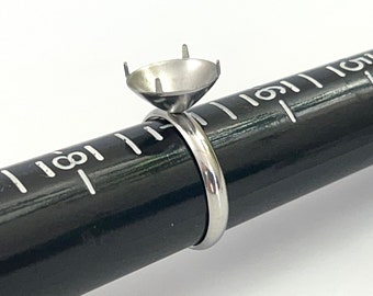5 Stück Edelstahl verstellbare Ringe mit Zacken 12mm Rivoli Pad Ringe Edelstahl Rivoli Fassung
